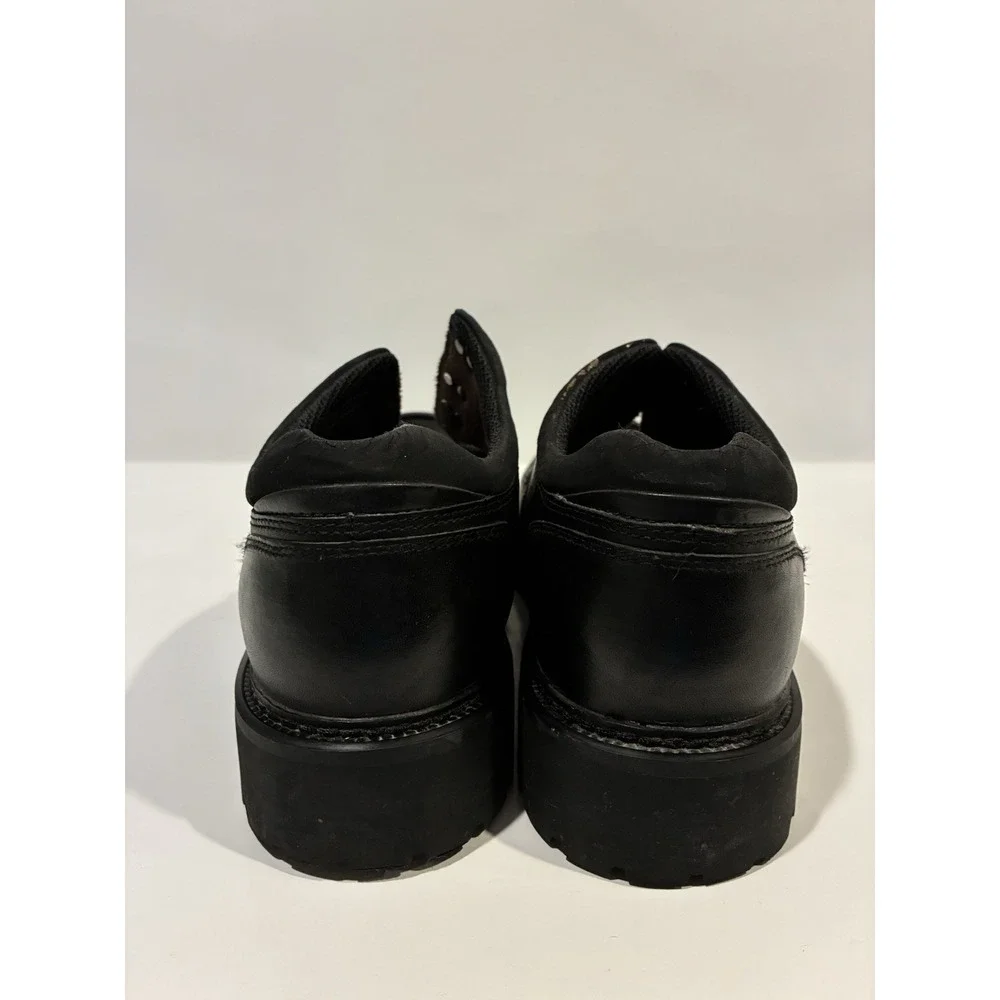 Timberland Mens 80014 Black Leather Moc Toe Lug Sole Low Top Boots Size 11.5M